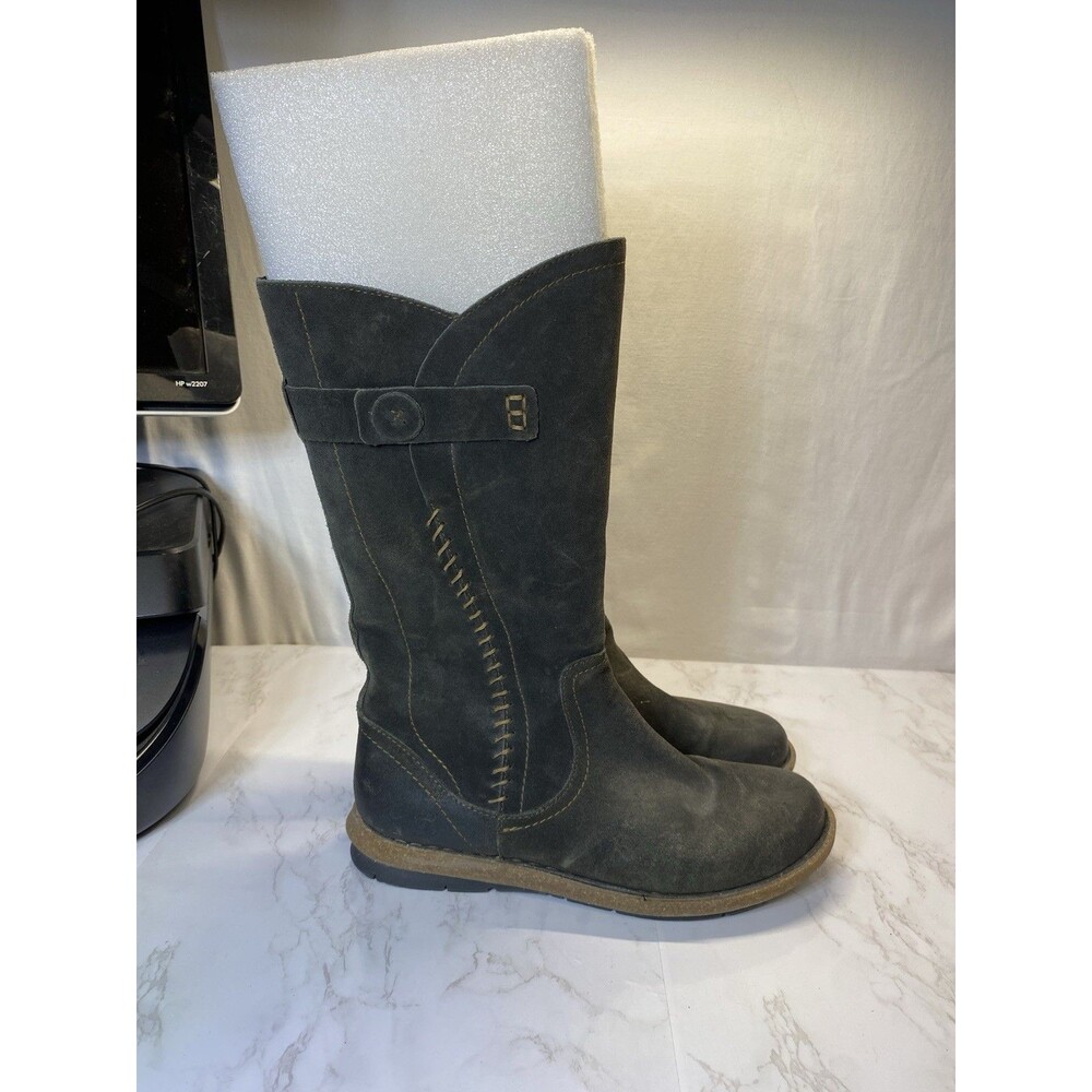Born Tonic Mid Calf Boots Womens Rustic Gray Size 10 Side Zip Leather - Picture 2 of 9